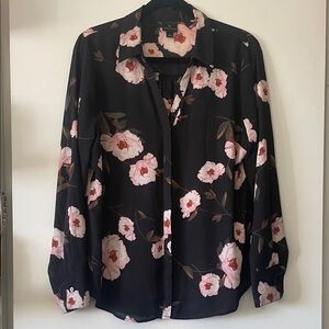Worthington Black and Pink Floral Blouse